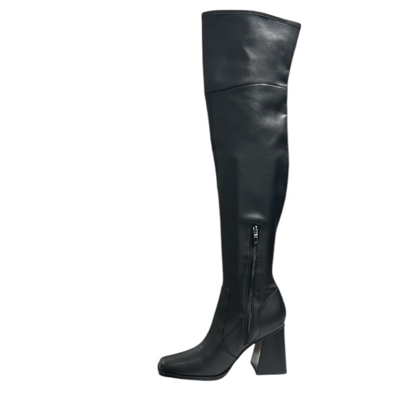 Nine West Black Begone 3 Faux Leather Tall Over-The-Knee Boots Size 8.5 - Picture 4 of 9